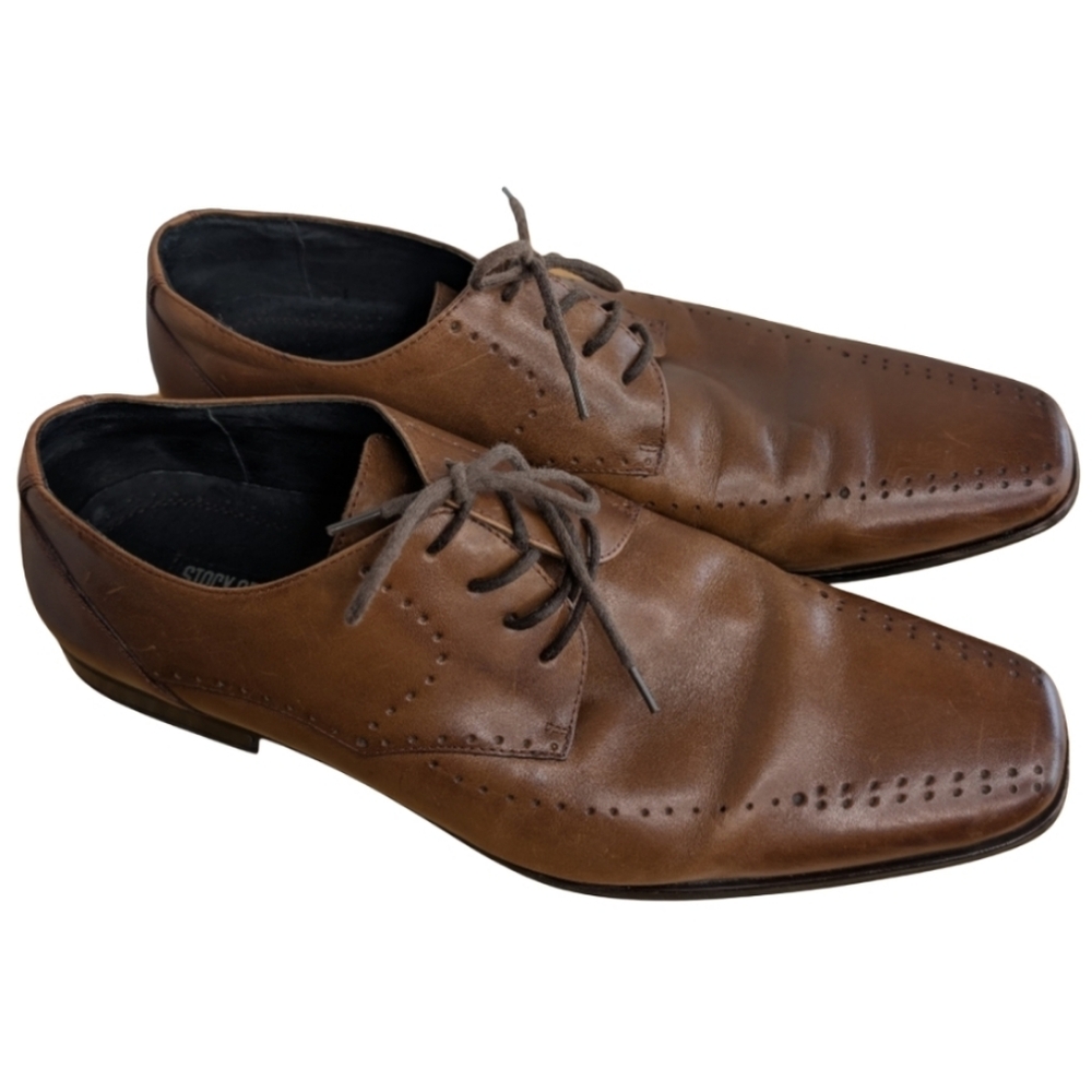 Stacy Adams Men's 12 Leather Brown Dress Shoes Lace UP Classic‎ Academia